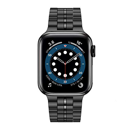 Fitlink Ultra Thin Version Solid Stainless Steel Metal Wristband Strap For Apple Watch 38/40/41/42/44/45Mm, Replacement Bracelet Band For Apple Watch Series 7/6/5/4/3/2/1/Se(42/44/45Mm,Black) #TOP8