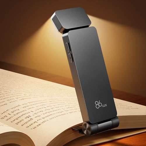 86lux Book Light, Rechargeable Clip-On LED Reading Light for Bed & Night Use - 3 Color...