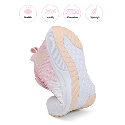 Rumpra Boys Girls Running Shoes Kids Lightweight Breathable Strap Athletic Walking Sneakers Pink,34,Size 3 Big Kid #TOP4