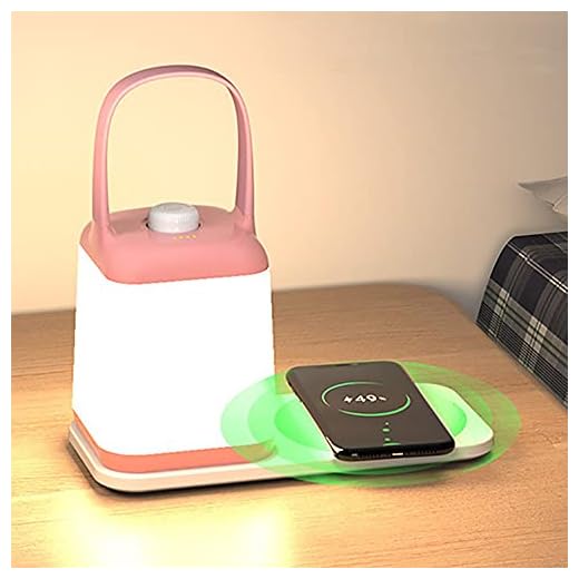Sänglampa Trådlös laddare för mobiltelefon, Skrivbordslampa med trådlös laddning av mobiltelefon, Justerbar ljusstyrka Led nattlampa.