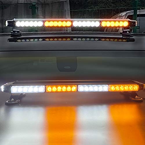 Dibms Led Strobe Flashing Light Bar 54Leds Double Side Amber White Emergency Hazard Warning Safety Beacon Lights With Magnetic Base For Roof Rooftop Vehicles Cars Tow Trucks Snowplow Firefighter #TOP6