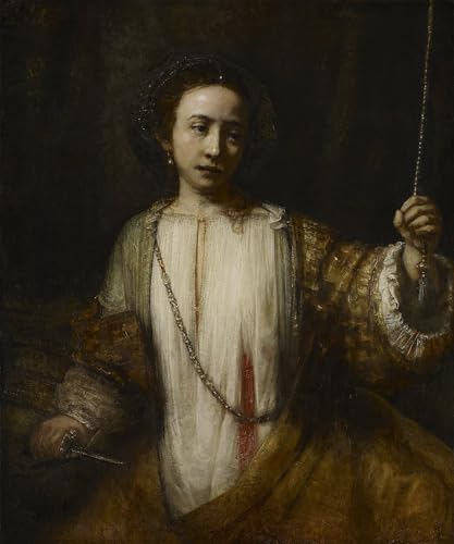 Decora paredes vacías con el cuadro de lienzo Lucrezia de Rembrandt de 60x90cm