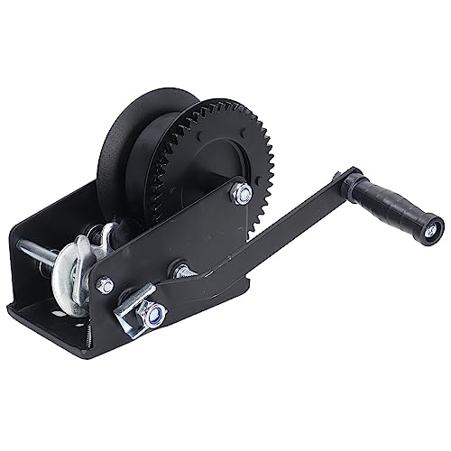 Boat Trailer Winch Heavy Duty Manual 2 Way Adjustable Ratchet Hand Crank Gear Winch with Hook for Truck 3200lbs