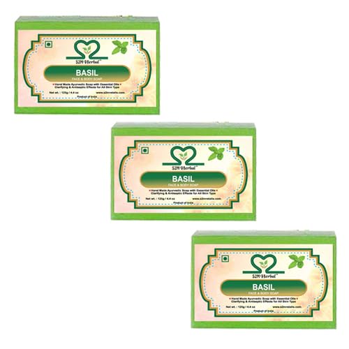 Image of Basil Face & Body Handmade Soap 125 gm (Pack of 3) (3 x 125 g)