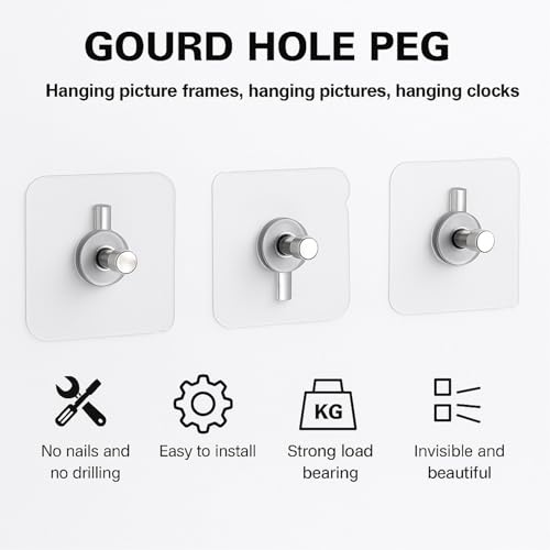 Image of Signamio 10 Pcs Hooks for Wall Heavy Items - Self Adhesive Wall Hook for Photo Frames, Wall Clock, Keys - No-Drill Installation, Easy Nail-Free Mounting, No Damage