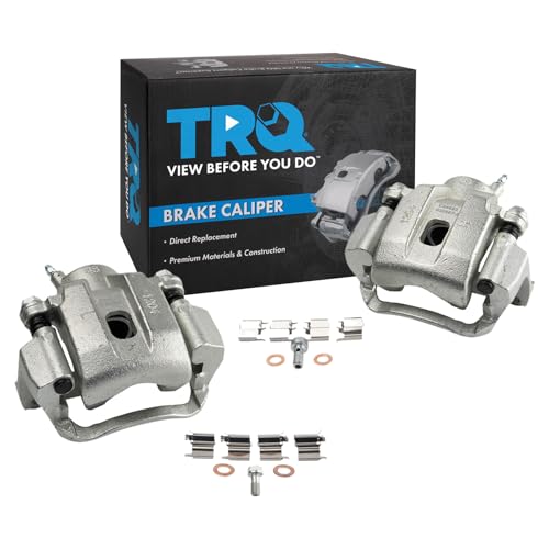 Image of TRQ Rear Brake Caliper Set Zinc Coated Brackets Hardware Compatible with 2008-2015 Toyota Sequoia 2007-2015 Tundra