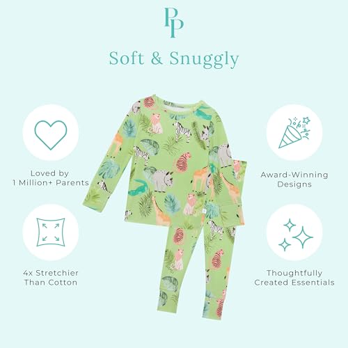 Posh Peanut Boys Pajamas - PJs for Kids Made of Soft Viscose from Bamboo, Long Sleeve Toddler PJs & Matching Boys Pajama Sets (10-12 Years) Safari Animals3