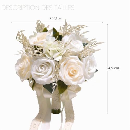 Bouquet de mariée rose blanc authentique création florale faite main - 5