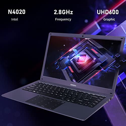 2022-Newest-Azeyou-141-Thin-Light-Business-Student-Laptop-Computer-up-to-28GHz-Intel-Celeron-N4020-Processor-4GB-DDR4-RAM-64GB-Storage-2MP-Webcam-WiFi-Bluetooth-Windows-11-Laptop-Gray