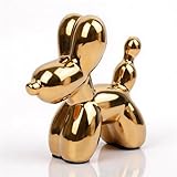 ZEYI Dec Ceramic Gold Balloon Dog Statue,Gold Living Room Decor for Teen Girls,Handmade Animal Balloons for Office,Balloon Animal Dog Statue Decor for Shelf,Ornament Home Decor Accents