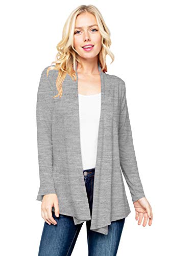 Image of Women's Drape Front Open Cardigan Long Sleeve (S-2X, Made in USA)