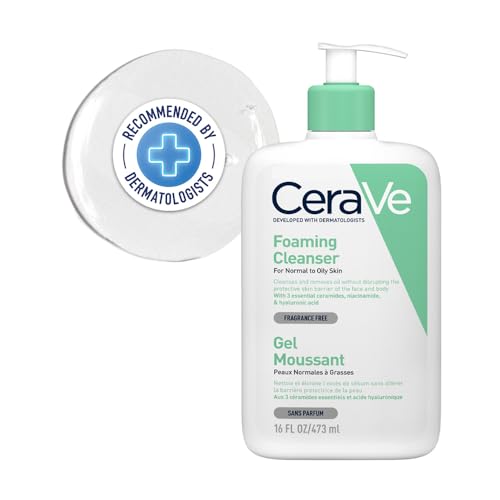 CeraVe Foaming Cleanser For Normal To Oily Skin (473ml) - Dermatologist-Developed Facewash | Non-Comedogenic And Fragrance-Free Cleansers For Acne-Prone Skin