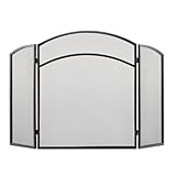 UniFlame Black 3-Fold Wrought Iron Arch Top Fireplace Screen (S-1060)