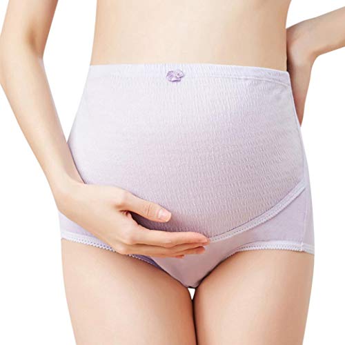Braguita de premamá de Cintura Alta para Maternidad Embarazada,Bragas Dormir Mujer Soporte Abdominal, Faja de Maternidad Ropa Interior (L, Morado)