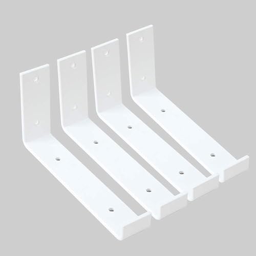 Miniatura 18 de Soportes para estantes de 12 pulgadas, 4 unidades, soporte de pared negro resistente con borde para estantes flotantes, soporte de estante de metal