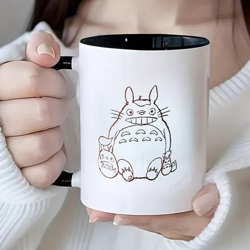 Printed design Studio Ghibli Inspired Anime Character Ceramic Coffee Mug - 330ml, Charming Creature Design, Perfect for Husband, Wife, Girlfriend, Boyfriend