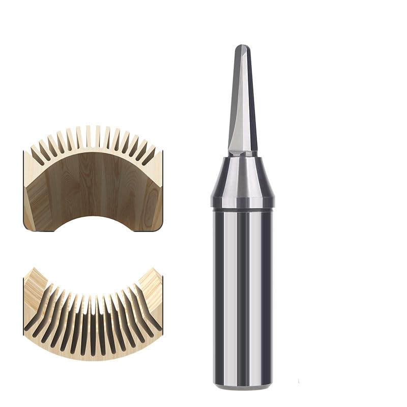HUHAO 1/2 Inch TCT Router Bits, R1.6mm Rounded Bottom Arc Grooving Cutter for Wood Bending, CNC Milling Smooth Grooves in Solid Wood, Plywood, MDF for Furniture & Door Panels