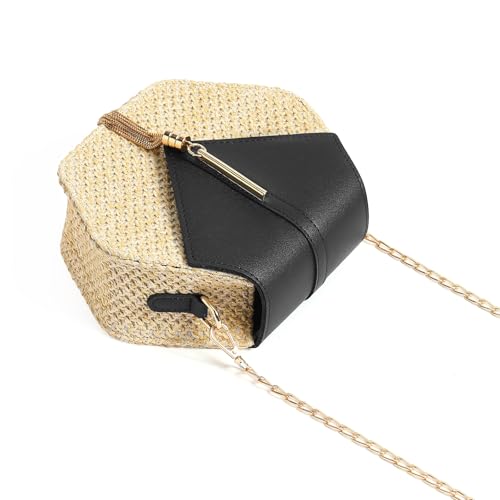 GOIACII Straw Women's Crossbody Bag Summer Shouler Small Purse Beach Bag with Metal Chain Tassel4