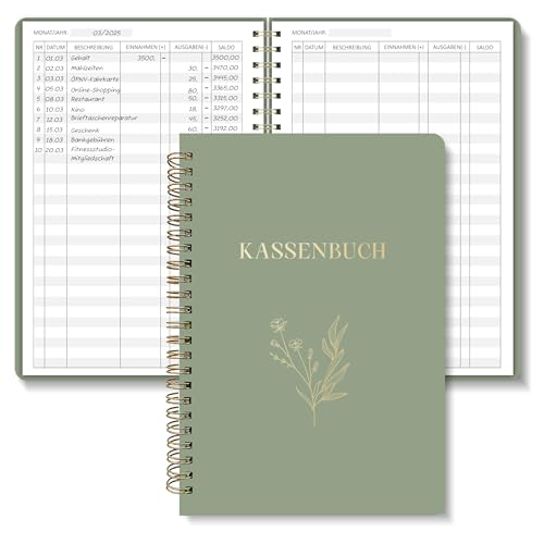 BIROYAL Kassenbuch A5-120 Seiten Haushaltsbuch, Budget Planner & Kassenbücher - Einnahmen Ausgaben Buch - Haushaltsbuch zum Eintragen - Kassenbuch Kleinunternehmer- Ausgaben Tracker Finanzplaner