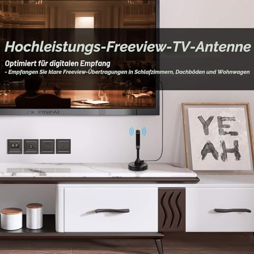 Kolovoz DTA240 DVB-T/DVB-T2 antena - jača štapna antena za digitalnu televiziju/digitalnu TV/DVB-T2 tuner stick/DAB radio/ALU čvrsta jezgra za maksimalnu kvalitetu signala - s magnetskom bazom 2m kabela