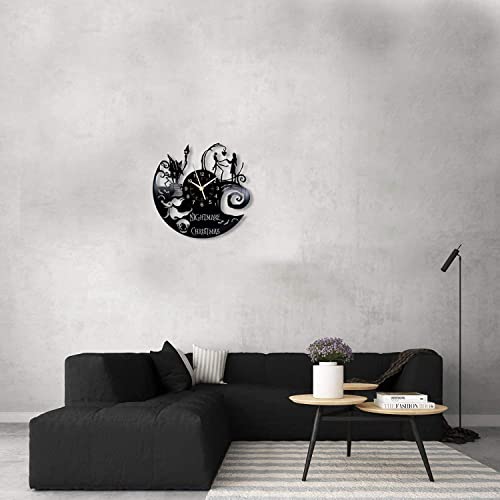Nightmare Christmas Vinyl Record Wall Clock, Christmas Decorations Gifts 7 Color Light,12" Christmas Interior Home Decor, Quartz Clock Lamp Luminous #TOP3