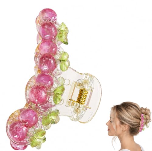 Korean Style Sweet Jelly Cherry Hair Claw Shark Clip, Transparent image 4