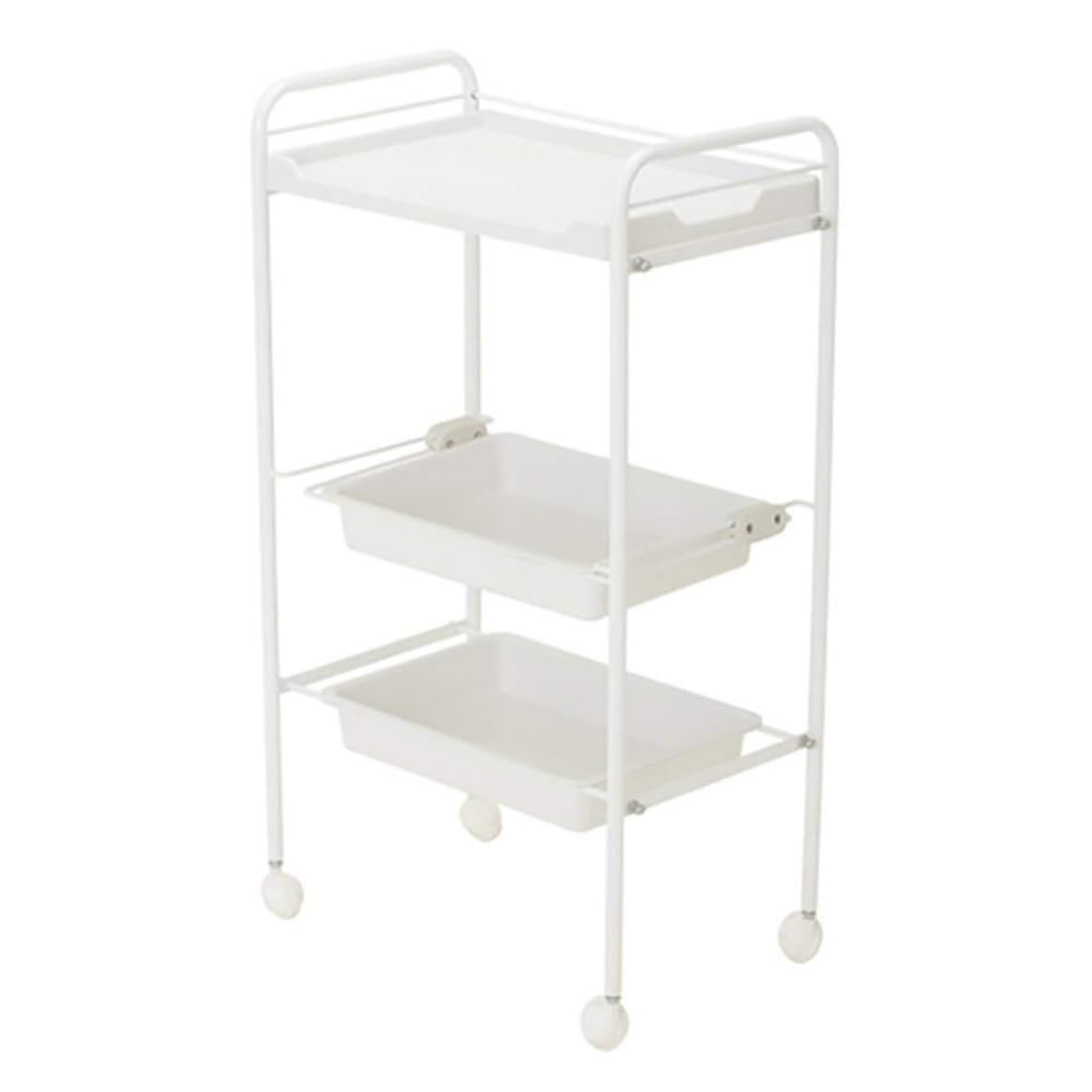 3 Tier Beauty Mobile Rolling For Hairdressing For Barber Shops(White)