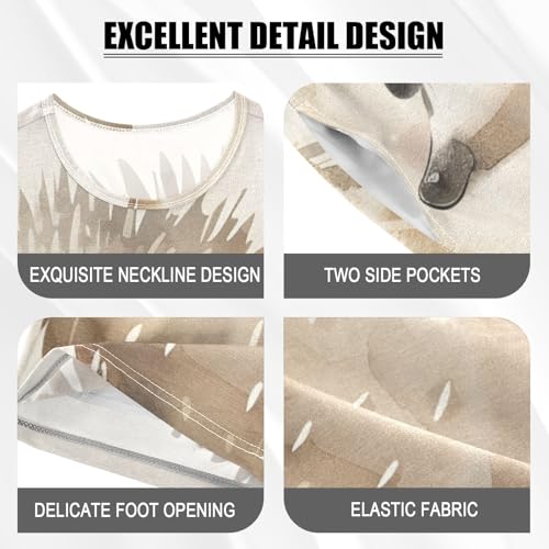 Summer Pajama Set Cute Hedgehog, Short Sleeve Sleepwear Nightwear4