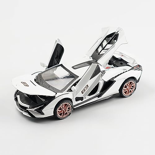 Image of 1:32 Model Sian -63 Alloy Diecast Lamborgini Sian Toy Car Metal Pull Back Car with Openable Door and Sound Light, Gifts Toys for Kids
