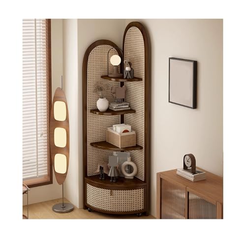 Estantería esquinera de madera maciza, armario de pie triangular para decoración elegante 2