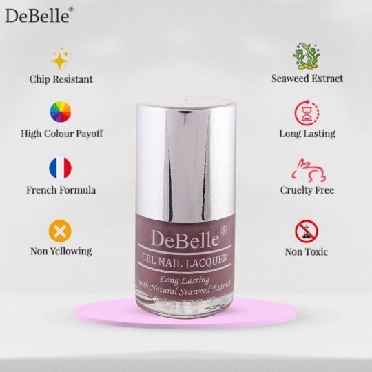 DeBelle Nail Polish Combo pack of 2, Hot Pink(BeBe Kiss) and Mauve(Majestique Mauve), 16 ml (8 ml each)