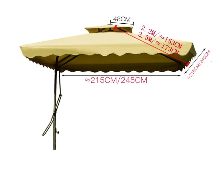 SkyFace Telo di Ricambio per Ombrellone Da Giardino Quadrato 4 Stecche/8 Stecche, Tettoia Ricambio Ombrello 2.2m/2.5m Copertura Ricambio Ombrellone Giardino (Solo Telo)