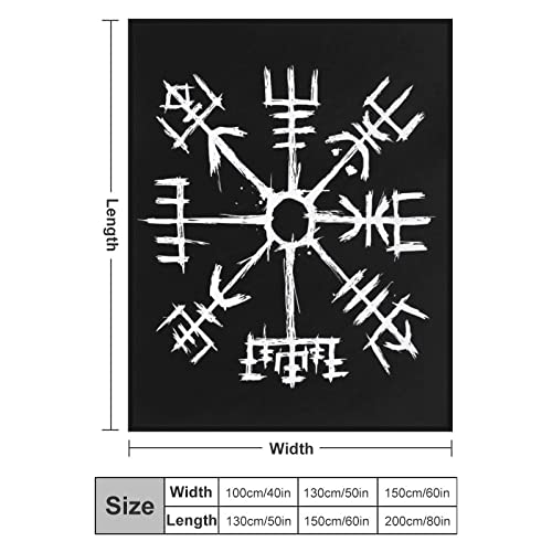 Vegvisir Black Celtic Viking Magical Runic Compass Flannel Fleece Throw Blankets 50"X40" Fluffy Winter Fall Blanket Cozy Soft Fuzzy Plush Home Decor For Couch Bed Sofa Bedroom Living Room Travel #TOP2