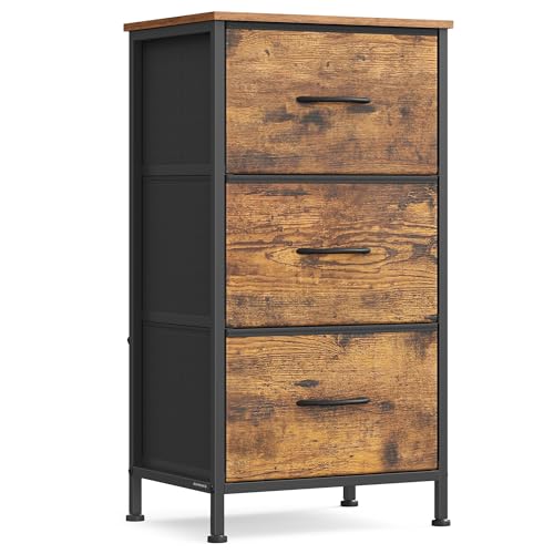 SONGMICS Dresser for Bedroom, Chest of Drawers, Steel, MDF, 3