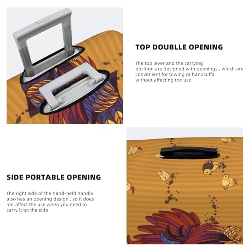 Elastic Travel Luggage Cover,Chicken And Rooster Dust-Proof Anti-Scratch Suitcase Cover Washable Suitcase Protector4