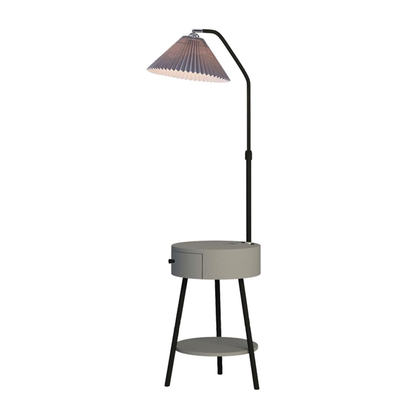 Yhxflux Gris Lighting Floor Lamp With Table, Mid-Century Modern Nightstand