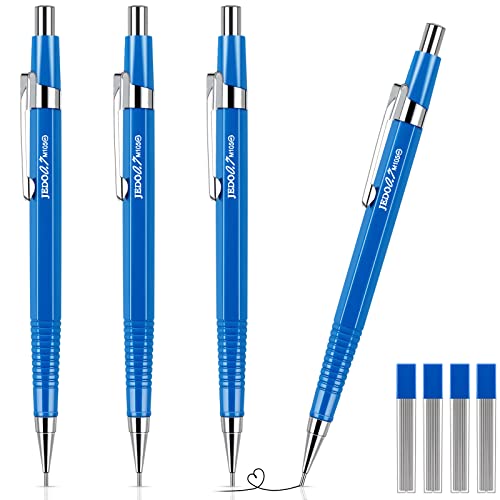 Outus 4 Pack Mechanical Pencil Automatic Drafting Pencil Set Metal Drawing Pencils And 4 Retractable Automatic Drafting Pencils Refills For Drafting, Sketching, Illustration(Blue,0.7 Mm) #TOP4
