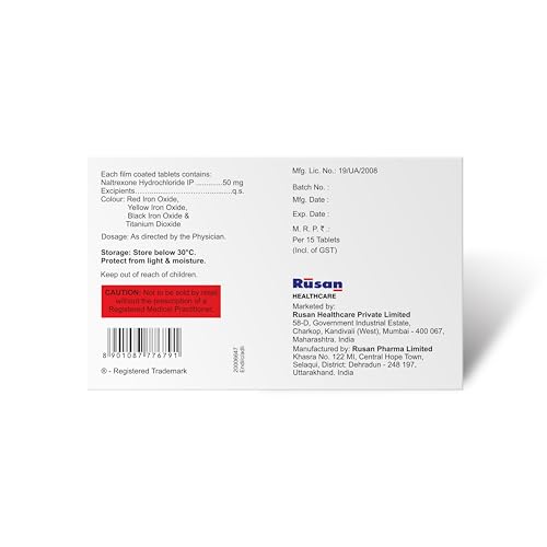 Image of Rusan Addline Naltrexone HCl 50mg | 15 Tablets | Alcohol & Opioid Dependence Treatment | Blocks Receptors