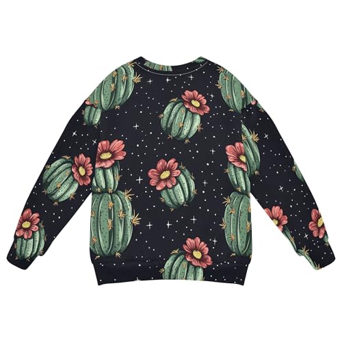 JUNZAN Cartoon Cute Cactus Flowers Kids Girls Pullover Hoodie Crewneck Hoodies for Girls Camping 4T2