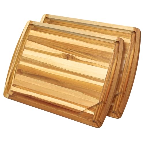Tabla de cortar rectangular de madera Teak 2-Pack 24x18" miniatura 1