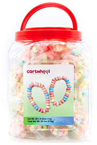 Cartwheel Confections 48 Candy Bracelets Individually Wrapped Bulk, Bracelet Candy Jewelry, Pastel Candy For Candy Buffet, Edible Bracelets, Candy Bracelet, Rainbow Candies, Candy Novelty, 48 Count