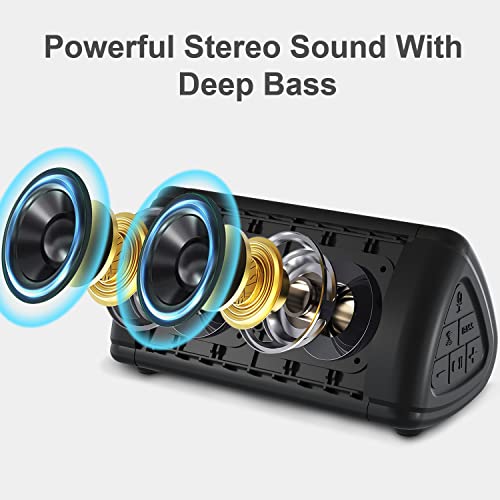 Image of Prosonic BT3 Portable Wireless Bluetooth Speaker with 10W Stereo Sound & Bass Boost -Rich Sound & Intense Bass -Bluetooth 5.0 -Microphone -IPX5 - in & Outdoor Speaker (Black)