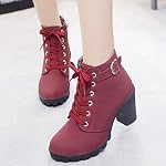 Lug Sole Chunky Heel Ankle Boots for Women Lace Up High Heel Booties Vintage Suede Short Bootie Elegant Shoes Boot