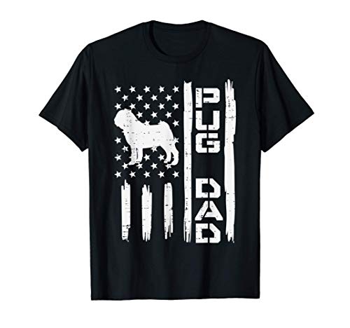Homme Pug Dad US Flag Vintage Patriotic Dog Lover Owner Men Gift T-Shirt