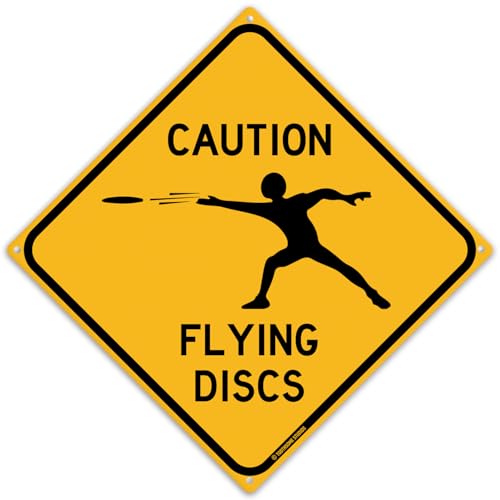Toothsome Studios Caution Flying Discs Sign