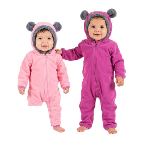 Image of Cuddle Club Fleece Baby Bunting Bodysuit – Infant One Piece Kids Hooded Romper Outerwear Toddler Jacket