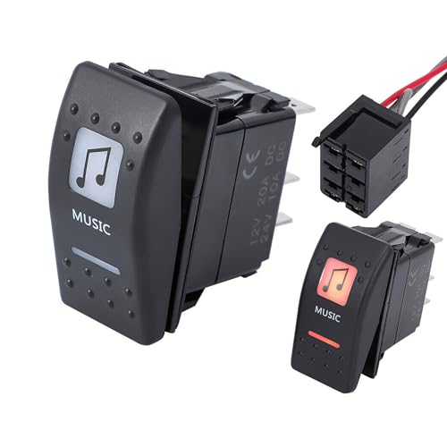 Music Rocker Switch with Pre-Wired Backing Compatible for Can Am Maverick Commander Defender