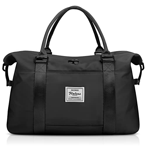 KTMOUW - Travel Duffle Bag Large Sports Gym Bag Carry on Bag Waterproof Shoulder Weekender Bag Overnight Bags for Women Lightweight Gym Tote Bag Luggage Bag Hospital Bag Duffel Bag with Wet Pocket, Black - -7%