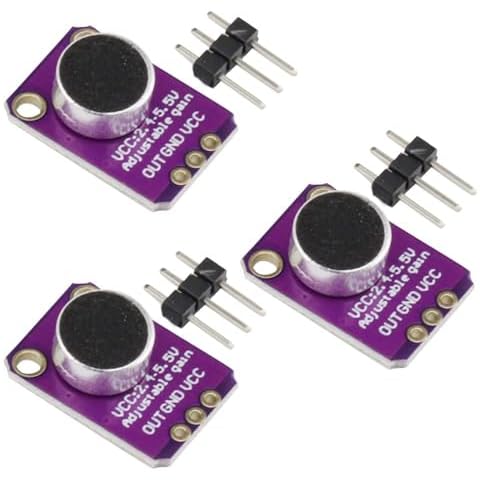 Ferwooh 3PCS Electret Microphone Amplifier Module MAX4466 Sound Sensor Module Adjustable Gain Blue Breakout Board for Arduino Cover