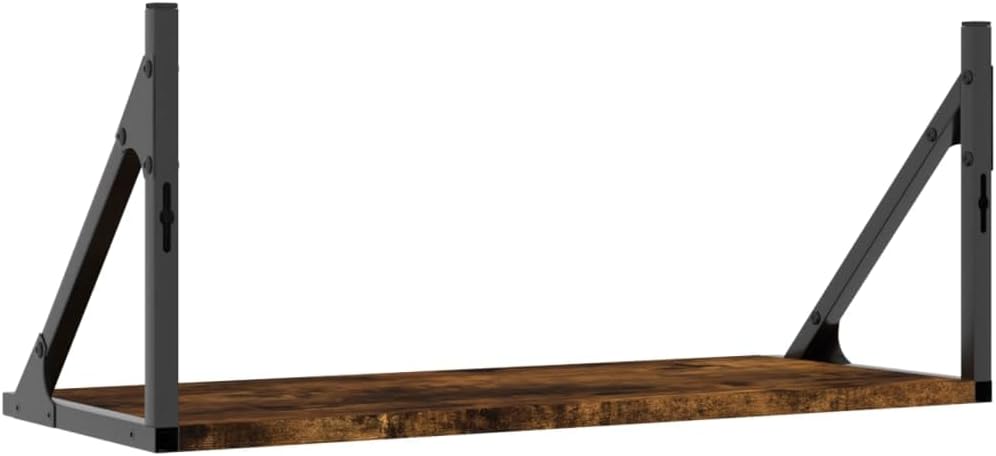 Wall Shelf Set of 2, Smoked Oak Engineered Wood, 23.6x9.8x10.0 inch Floating Ledge Shelves for Living Room, Bedroom, and Bathroom Decor